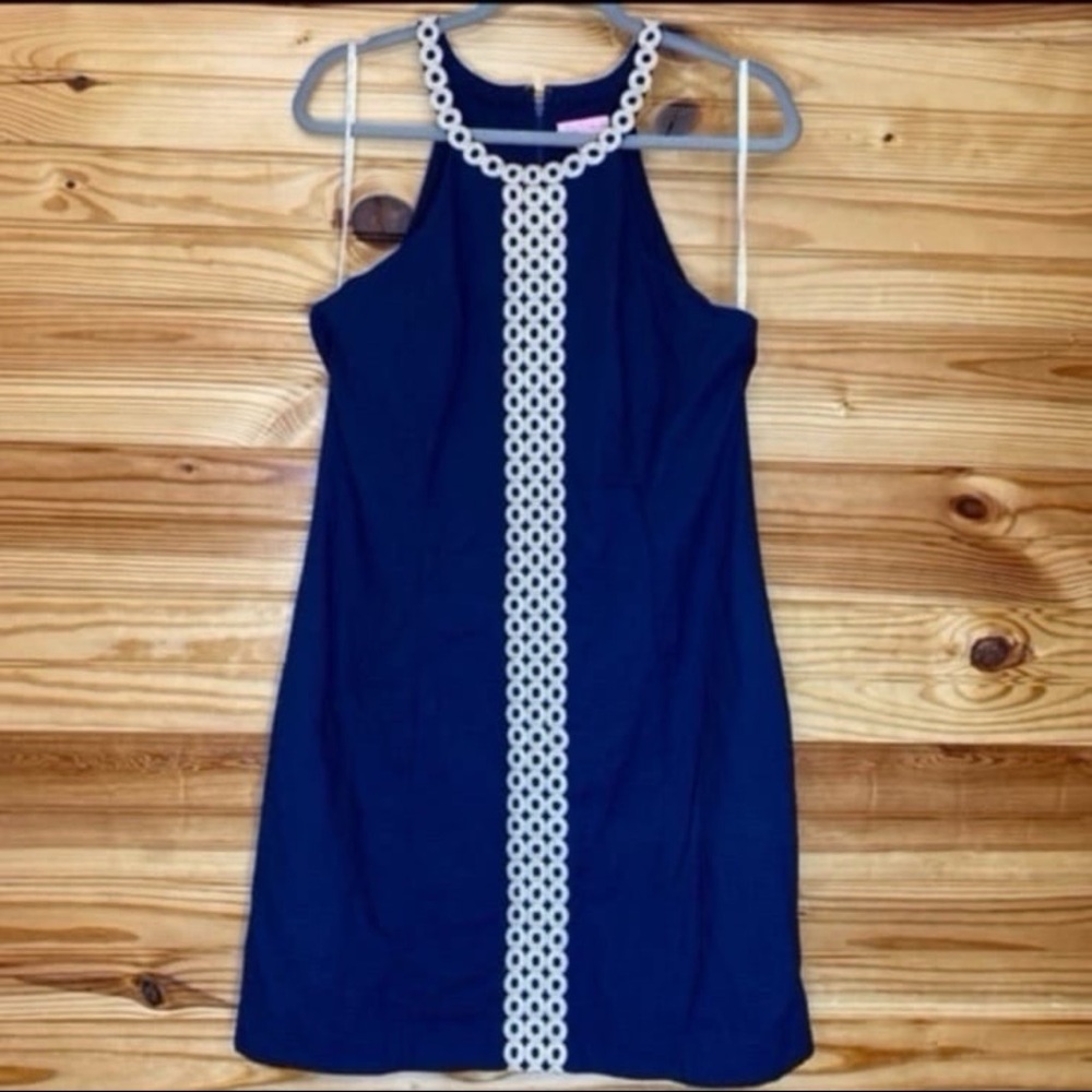 Lilly Pulitzer Sasha Shift Dress in true navy women’s 10